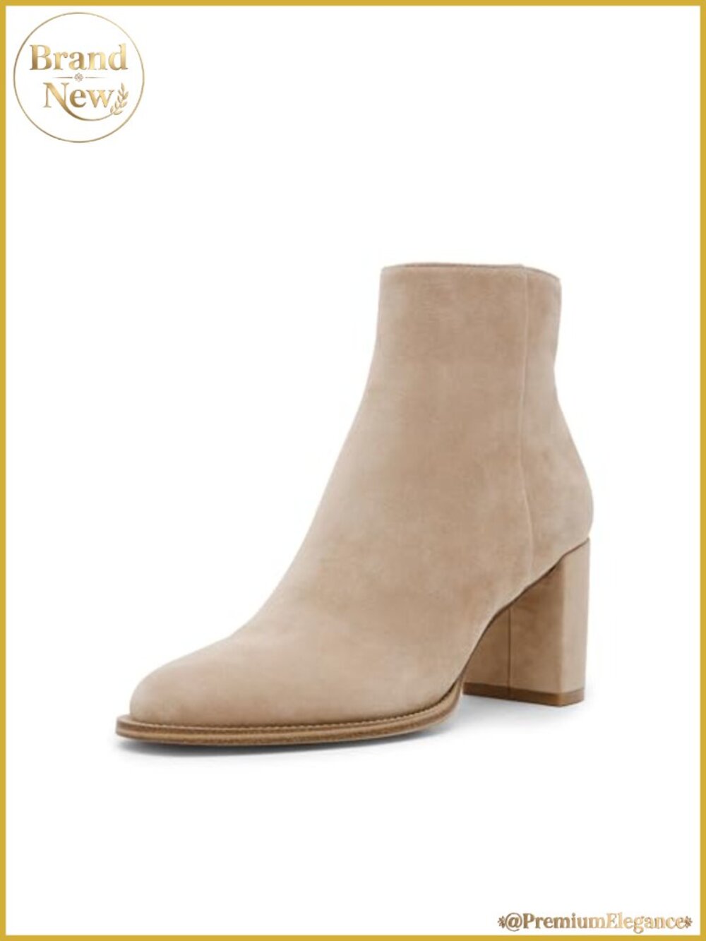Suede Ankle Boot Round Toe Full Zipper 3 Inch Heel Everyday